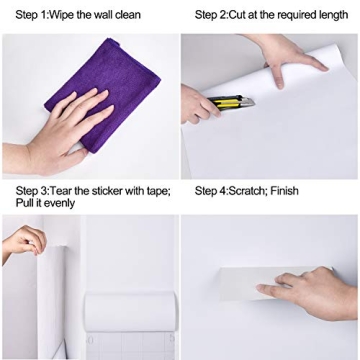 Mecpar White Peel Stick Wallpaper Thick Waterproof Self-Adhesive