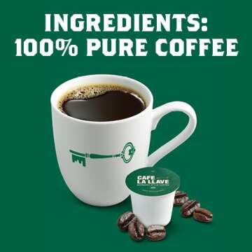 Cafe La Llave Espresso-Style Dark Roast Coffee Pods for Keurig K-Cup Brewers - Bold, Rich Flavor - 72 Count Single Serve Recyclable Capsules - Premium Arabica Beans - Family Crafted