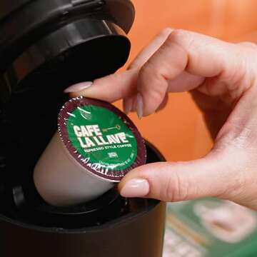 Cafe La Llave Espresso-Style Dark Roast Coffee Pods for Keurig K-Cup Brewers - Bold, Rich Flavor - 72 Count Single Serve Recyclable Capsules - Premium Arabica Beans - Family Crafted