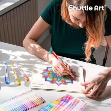 Shuttle Art 260 Gel Pens Set for Adults Coloring & Crafts