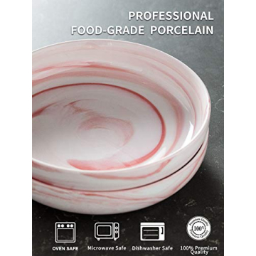 YHOSSEUN 10" Pink Marble Serving Bowl Set for Dining