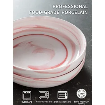 YHOSSEUN 10" Pink Marble Serving Bowl Set for Dining