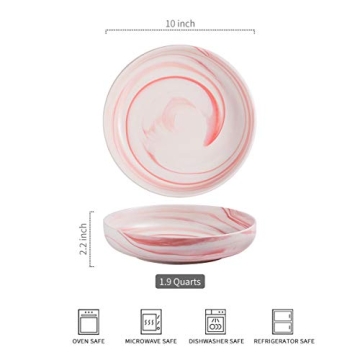 YHOSSEUN 10" Pink Marble Serving Bowl Set for Dining