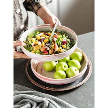 YHOSSEUN 10" Pink Marble Serving Bowl Set for Dining