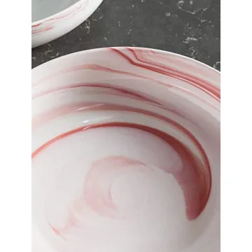 YHOSSEUN 10" Pink Marble Serving Bowl Set for Dining