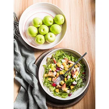 YHOSSEUN 10" Pink Marble Serving Bowl Set for Dining