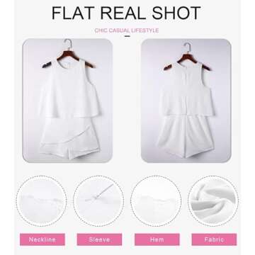 Dokotoo Womens Ladies Fashion 2024 Elegant Summer Casual Sexy Off Shoulder Halter Neck Ruffle Chiffon Sleeveless One Piece Short Romper Jumpsuits White L