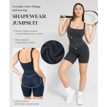 Popilush Shapewear Jumpsuits - Tummy Control Casual Bodycon Romper