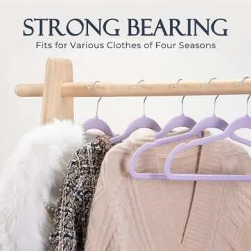 HOUSE DAY Lt-Purple Velvet Hangers 60 Pack, Non Slip Clothes Felt Hanger Heavy Duty for Coat, Premium Slim Space Saving Suit Hangers for Closet Organizer, 360° Rotating Silver Hook