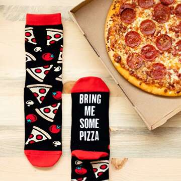 Lavley If You Can Read This, Bring Me Funny Socks - Novelty Gifts for Men, Women and Teens (US, Alpha, One Size, Regular, Regular, Pizza)