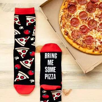 Lavley If You Can Read This, Bring Me Funny Socks - Novelty Gifts for Men, Women and Teens (US, Alpha, One Size, Regular, Regular, Pizza)