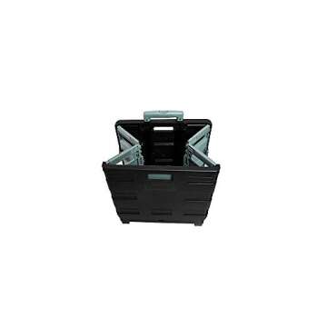 STAPLES 440122 30 Qt. Black Durable Expanding Folding Crate on Wheels (31272)