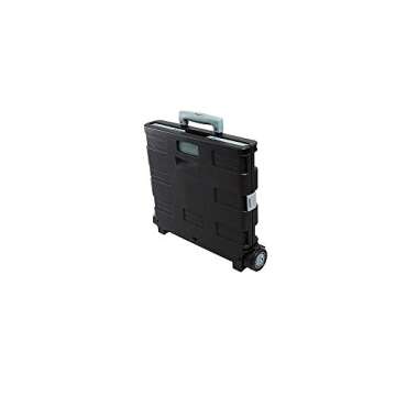 STAPLES 440122 30 Qt. Black Durable Expanding Folding Crate on Wheels (31272)