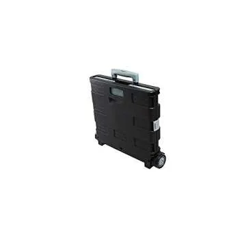 STAPLES 440122 30 Qt. Black Durable Expanding Folding Crate on Wheels (31272)