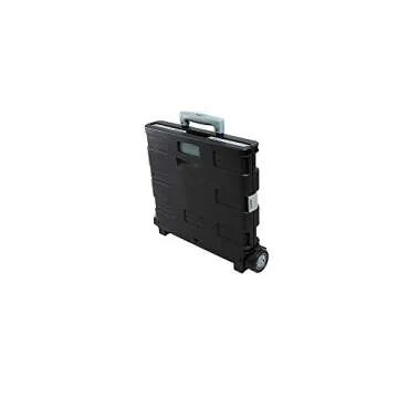 STAPLES 440122 30 Qt. Black Durable Expanding Folding Crate on Wheels (31272)