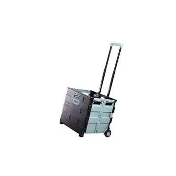 STAPLES 440122 30 Qt. Black Durable Expanding Folding Crate on Wheels (31272)