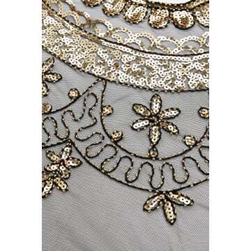 BABEYOND Sequin Beaded Evening Cape 1920s Fringed Shawl Wraps Wedding Bridal Shawl Scarf (Black Gold)