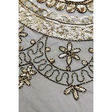 BABEYOND Sequin Beaded Evening Cape 1920s Fringed Shawl Wraps Wedding Bridal Shawl Scarf (Black Gold)