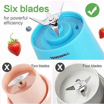 Portable Blender with 6 Blades for Smoothies & Juices