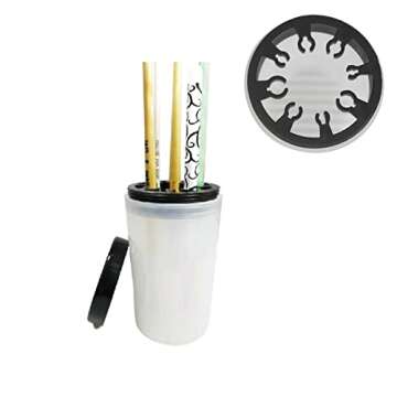 2 Pack Nail Art Brush Cleaner Cup, Acrylic Nail Art Tip Brushes Holder Remover Cup, Immersion UV Gel Pen Polish Remover Cleanser Cleaner