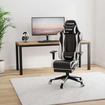 GTRACING Gaming Chair with Footrest, Ergonomic Computer Game Desk Chair, Reclining Gamer Chair Seat ...