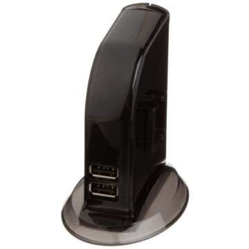 Amazon Basics 7 Port USB 2.0 Hub Tower with 5V/4A Power Adapter, Black