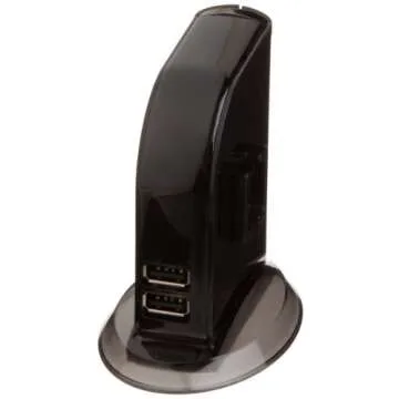 Amazon Basics 7 Port USB 2.0 Hub Tower with 5V/4A Power Adapter, Black