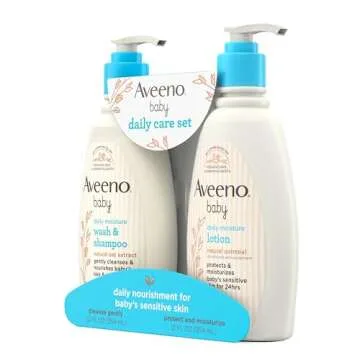 Aveeno Baby Daily Care Gift Set with Oat Extract & Prebiotic Oat, Contains Daily Moisturizing Body L...