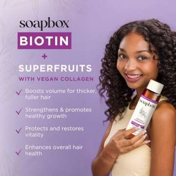 Soapbox Biotin & Superfruit Shampoo & Conditioner Set with Vegan Collagen, Aloe and Shea Butter, Pack of 2 Sulfate Free, Paraben & Silicone Free, Color Safe and Vegan Hair Products, 16 Ounces Each