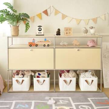 GRANNY SAYS Storage Baskets with Metal Frame, Closet Shelf Organizer and Storage Bins Large, Closet ...