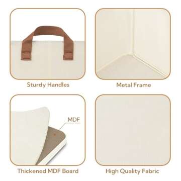 GRANNY SAYS Storage Baskets with Metal Frame, Closet Shelf Organizer and Storage Bins Large, Closet Storage Baskets, Decorative Clothes Storage Bins for Organizing Shelves, Ivory, 2-Pack