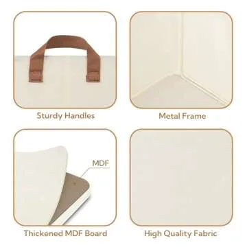 GRANNY SAYS Storage Baskets with Metal Frame, Closet Shelf Organizer and Storage Bins Large, Closet Storage Baskets, Decorative Clothes Storage Bins for Organizing Shelves, Ivory, 2-Pack