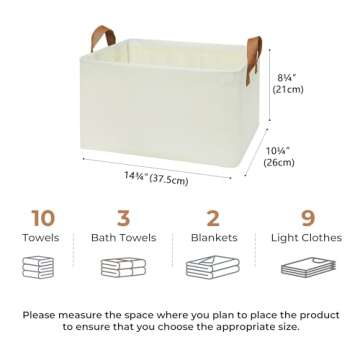 GRANNY SAYS Storage Baskets with Metal Frame, Closet Shelf Organizer and Storage Bins Large, Closet Storage Baskets, Decorative Clothes Storage Bins for Organizing Shelves, Ivory, 2-Pack