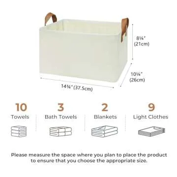 GRANNY SAYS Storage Baskets with Metal Frame, Closet Shelf Organizer and Storage Bins Large, Closet Storage Baskets, Decorative Clothes Storage Bins for Organizing Shelves, Ivory, 2-Pack