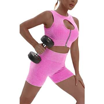Basic Faith Yoga Outfits for Women Workout Casual Sets Ribbed Fitness Hip Lift Shorts Spring Summer Tracksuits Fuschia S