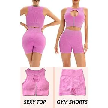 Basic Faith Yoga Outfits for Women Workout Casual Sets Ribbed Fitness Hip Lift Shorts Spring Summer Tracksuits Fuschia S