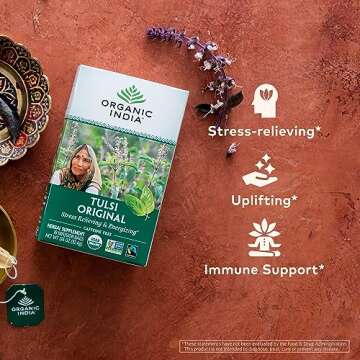 Organic India Original Tulsi Tea - Herbal Calming Blend for Stress Relief
