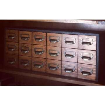 WEICHUAN 16PCS Zinc Alloy 1-5/8" x 3-1/4" Antique Bronze Apothecary Card Catalog Drawer Pulls with Label Holders