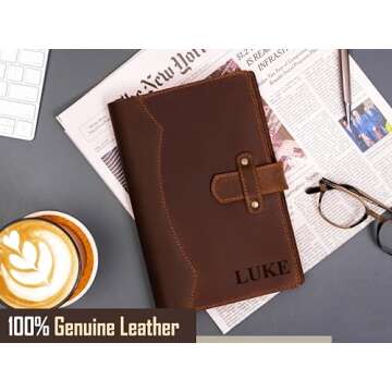 100% Genuine Leather Journal Engraved Name or Initials – Crafted in USA – Personalized Gift for Business, College, Travel, Work – Refillable Lined Pages Notebook for Writing – Journal for Men & Women