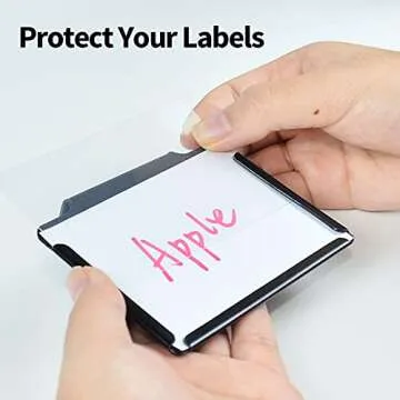 10 PCS Basket Labels Clip, PVC Kitchen Black Clip Label Holder Basket Bin Labels Clip with a Clear Protective Cover and a Pen for Pantry Organization and Storage Basket Label Holder(Gift 1x Mark Pen)