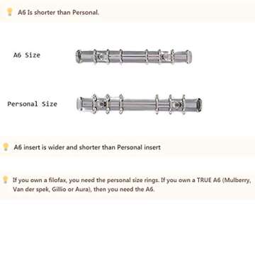 Moterm 2 Pieces 6-Hole Ring Binder Mechanisms Replacement Kit for Binder Planners (Personal Size, Gold Color, 25mm)