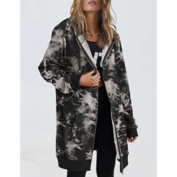 Zeagoo Womens Zip Up Hoodies Long Sleeve Fall Lightweight Hooded Sweatshirt Oversized Fleece Jacket With Pockets,S