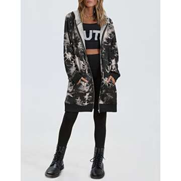 Zeagoo Womens Zip Up Hoodies Long Sleeve Fall Lightweight Hooded Sweatshirt Oversized Fleece Jacket With Pockets,S