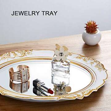 OMIRO Decorative Wall Mirror, Vintage Hanging Mirrors for Bedroom Living-Room Dresser Decor, Oval Antique White 13" W x 15" L