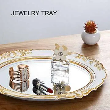 OMIRO Decorative Wall Mirror, Vintage Hanging Mirrors for Bedroom Living-Room Dresser Decor, Oval Antique White 13" W x 15" L