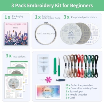 ETSPIL Beginner Embroidery Kit with 33 Stitch Techniques