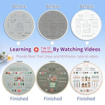 ETSPIL Beginner Embroidery Kit with 33 Stitch Techniques