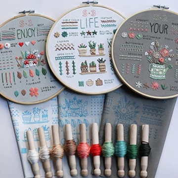 ETSPIL Beginner Embroidery Kit with 33 Stitch Techniques