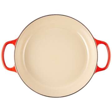 Le Creuset of America Enameled Cast Iron Buffet Casserole with Glass Lid, 3 1/2 quart, Cerise (Cherry Red)