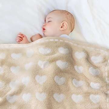 Baby Blankets for Girls Boys Toddler Double-Sided Heart Blanket,40"X 30"Soft Plush Crib Blanket Fluffy Baby Quilt Newborn Stroller Blanket,Stone